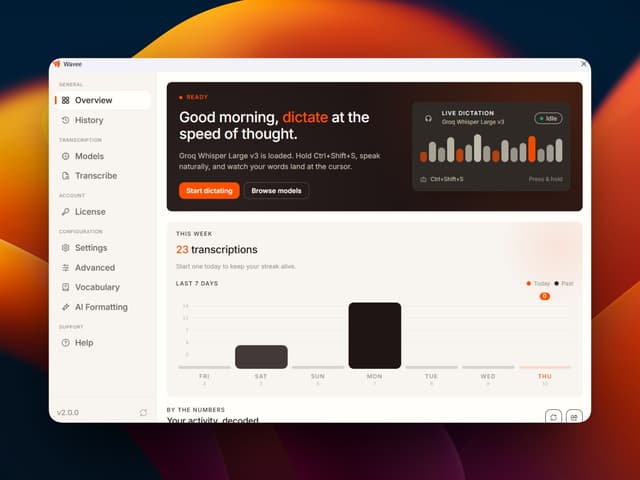 Whisprtypr v1.0 UI preview